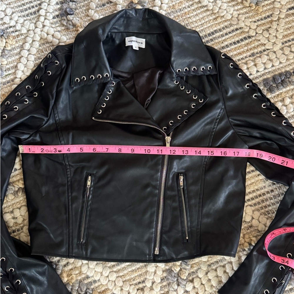superdown Black Faux Leather Grommet Lace-Up Moto Jacket - Picture 4 of 5